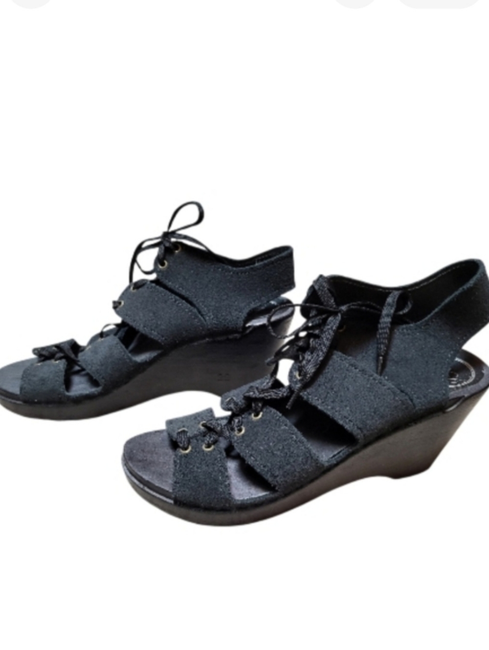 No. 6 w/ SVEN Black Lace-Up Wedge Gladiator Clog Sandals - Size 39 (8 US)